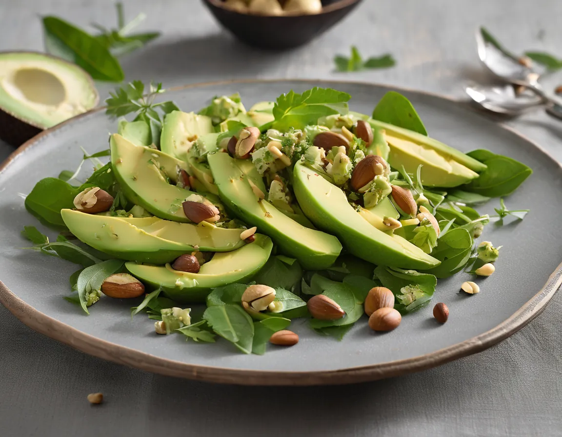 Ensalada de Aguacate con Hierbas Frescas y Nueces Adaptado para Hipertensión