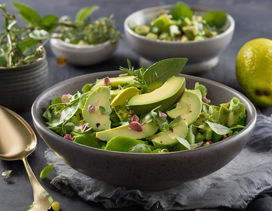 Ensalada de Aguacate con Hierbas Frescas y Vinagreta de Limón Adaptado para Intolerancia a la fructosa