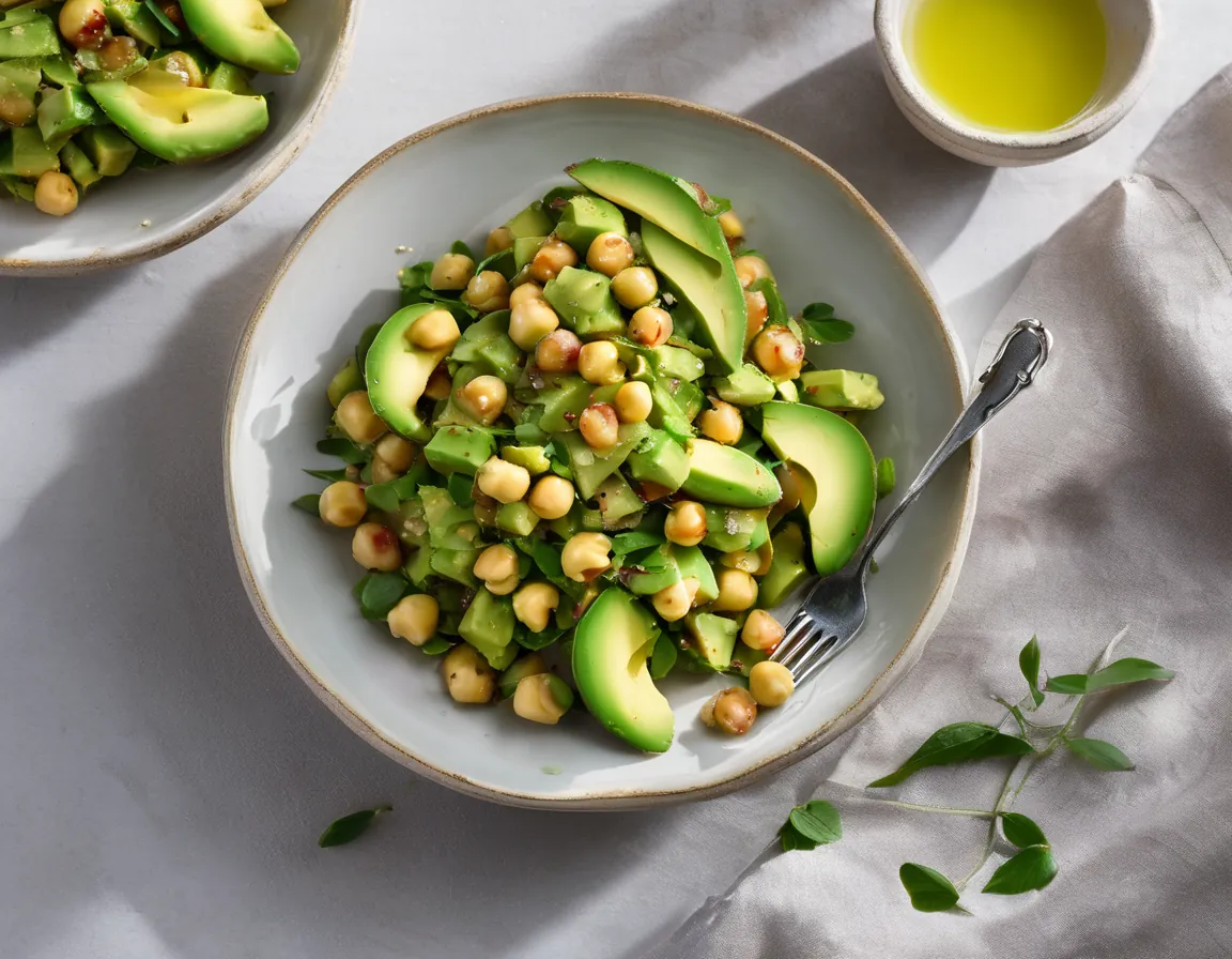 Ensalada de Aguacate y Garbanzos con Salsa de Limón Adaptado para Resistencia insulina