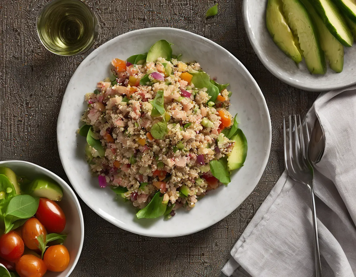 Ensalada de Atún Alta en Fibra con Quinoa y Verduras