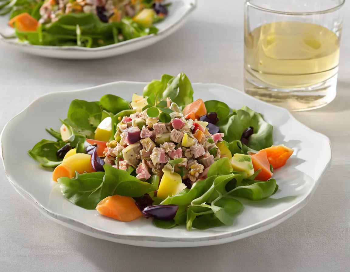 Ensalada de Atún con Verduras Crujientes y Vinagreta Ligera Adaptado para Constipación Crónica