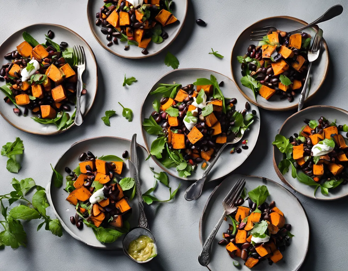 Ensalada de Batata Asada y Frijoles Negros Adaptado para Diabetes T1