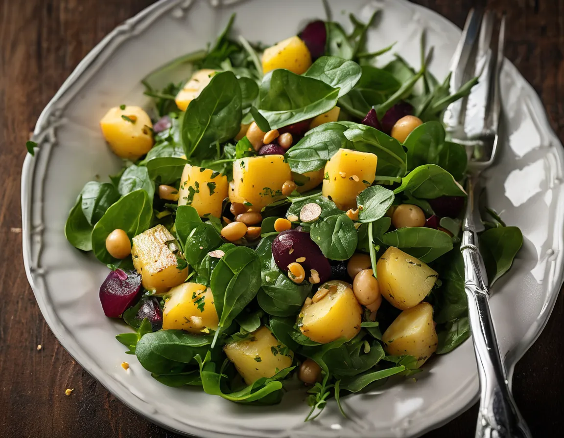 Ensalada de Batata con Garbanzos y Espinacas al Estilo Mediterráneo Adaptado para Resistencia a la Insulina
