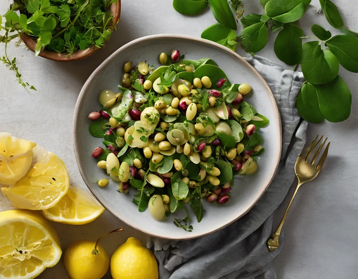 Ensalada de Habas Tostadas Baja en FODMAP con Aderezo de Limón y Hierbas Adaptado para SIBO Síndrome de Bacterias Intestinales Irritantes