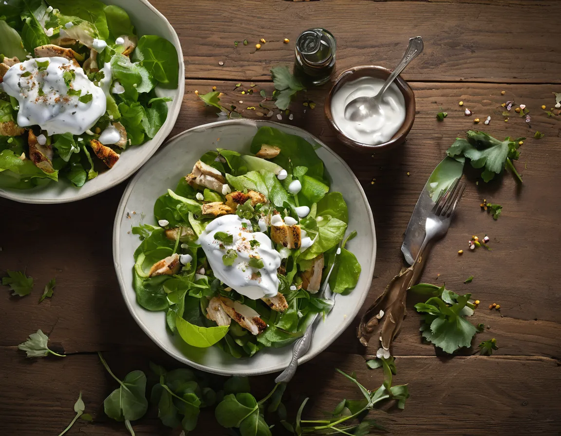 Ensalada de Lechuga con Pollo a la Parrilla y Salsa de Yogur Adaptado para ERGE Reflujo Gastroesofágico