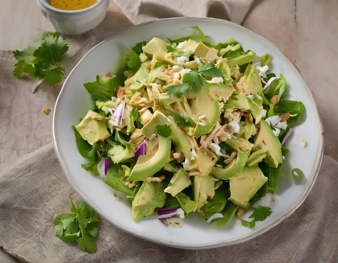 Ensalada de Lechuga con Pollo y Aguacate al Estilo Latino