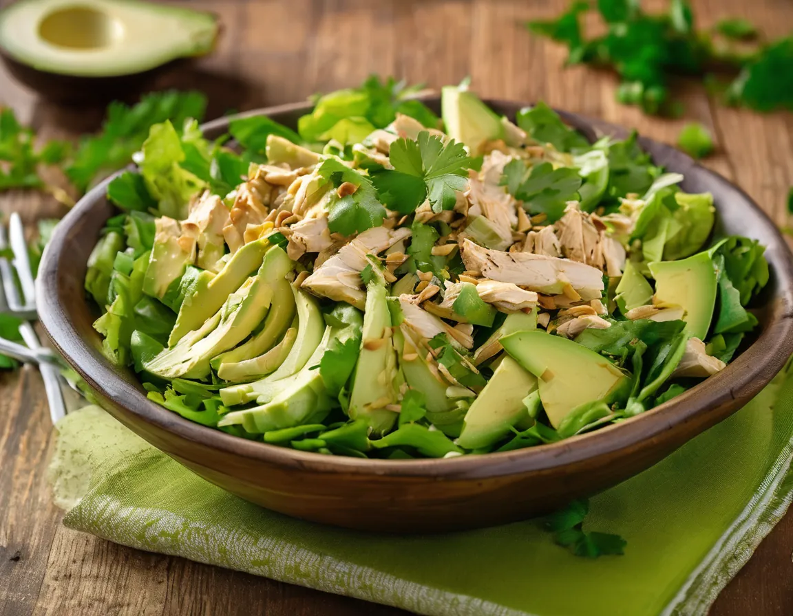 Ensalada de Lechuga con Pollo y Aguacate al Estilo Latino