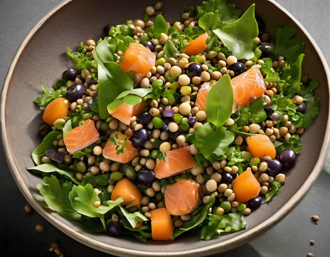 Ensalada de Lentejas con Verduras y Salmón Adaptado para Resistencia insulina