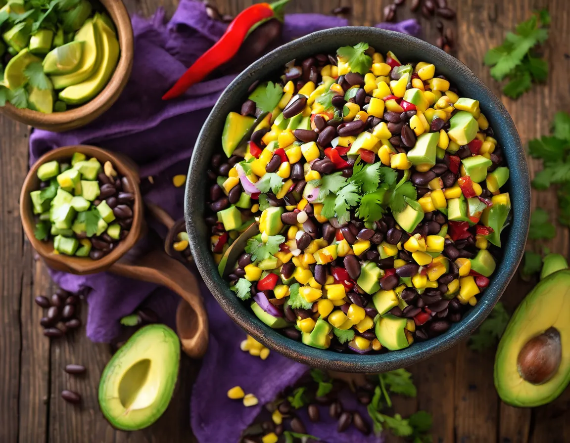 Ensalada de Maíz con Aguacate y Frijoles Negros