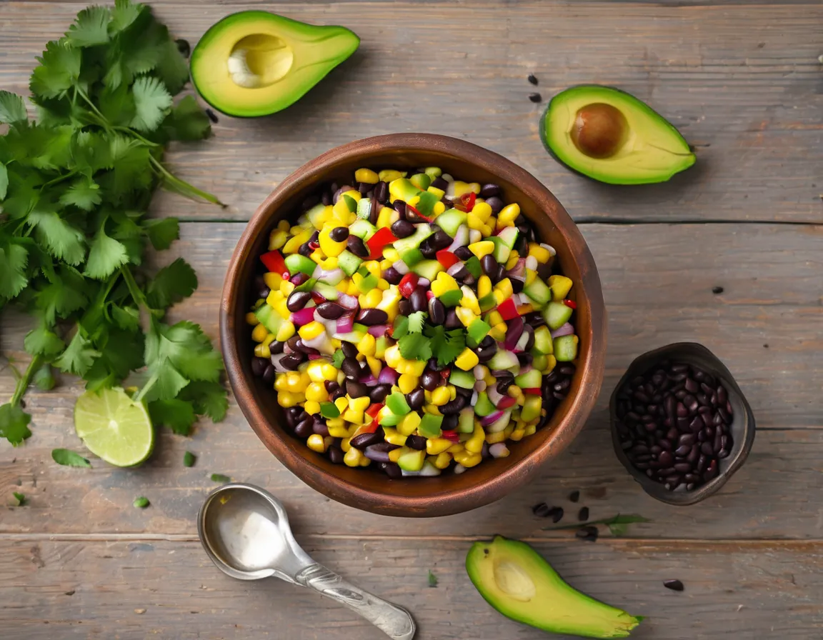 Ensalada de Maíz y Frijoles con Aderezo de Lima Adaptado para Constipación Crónica