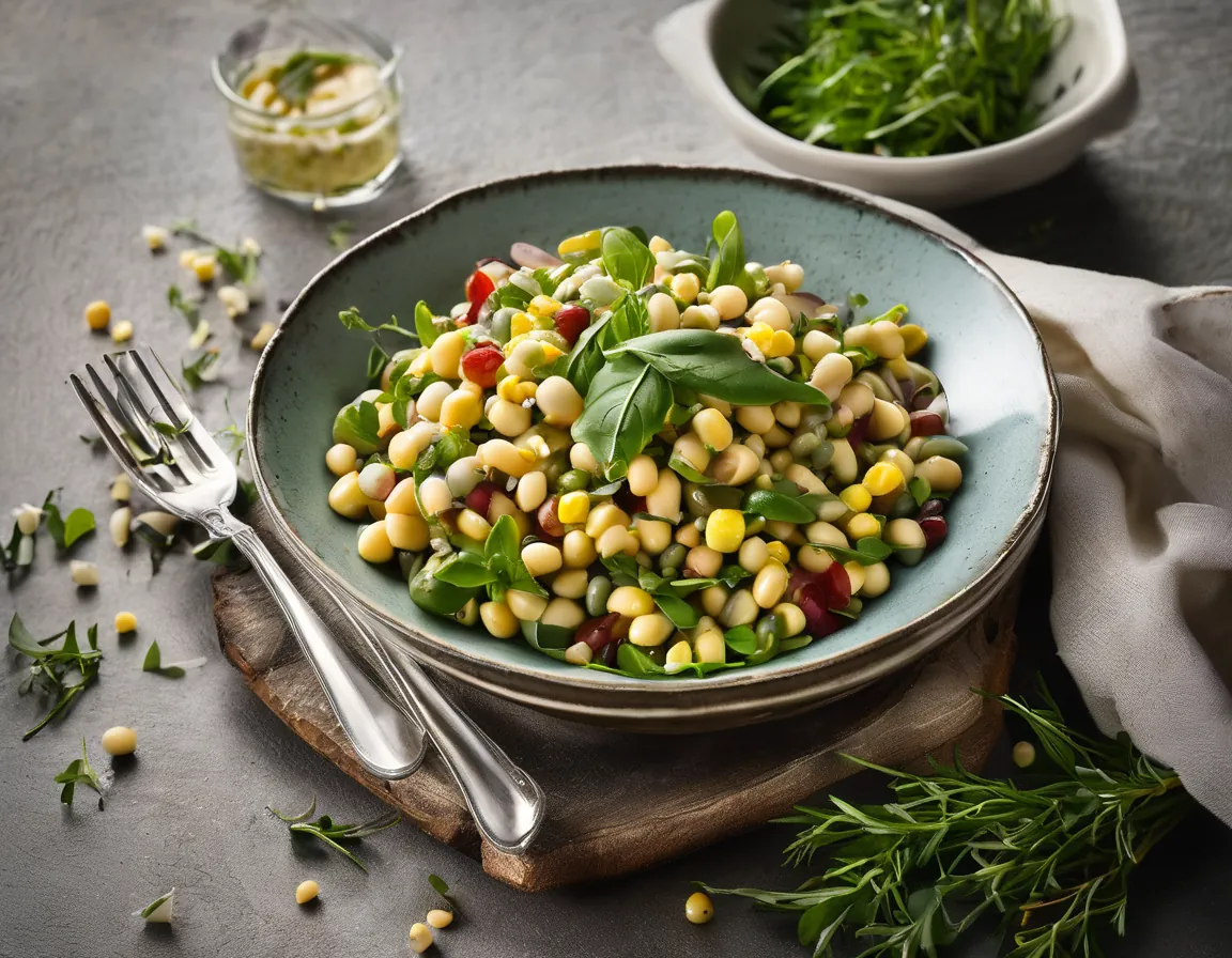 Ensalada de Maíz y Frijoles con Hierbas Frescas Adaptado para Resistencia insulina