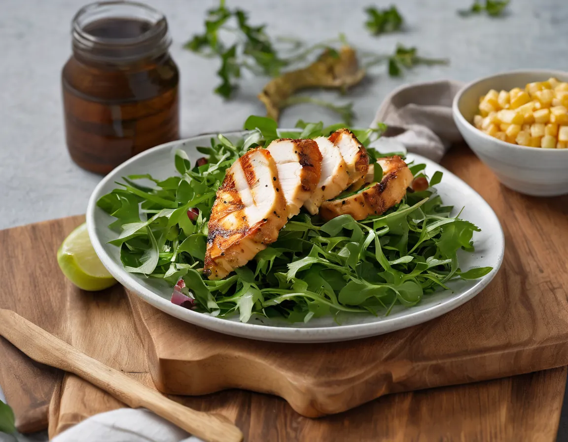 Ensalada de Maíz y Rúcula con Pollo a la Parrilla