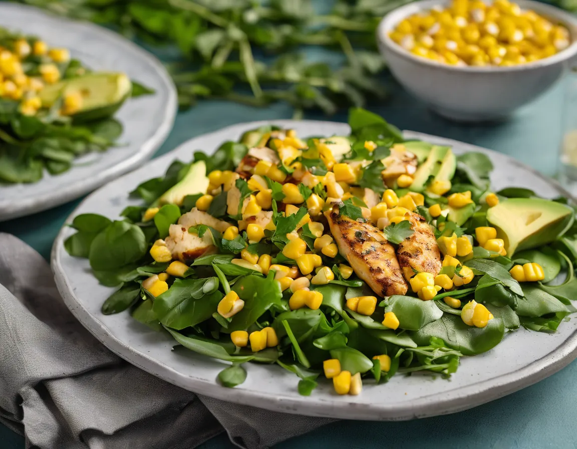 Ensalada de Maíz y Rúcula con Pollo a la Parrilla
