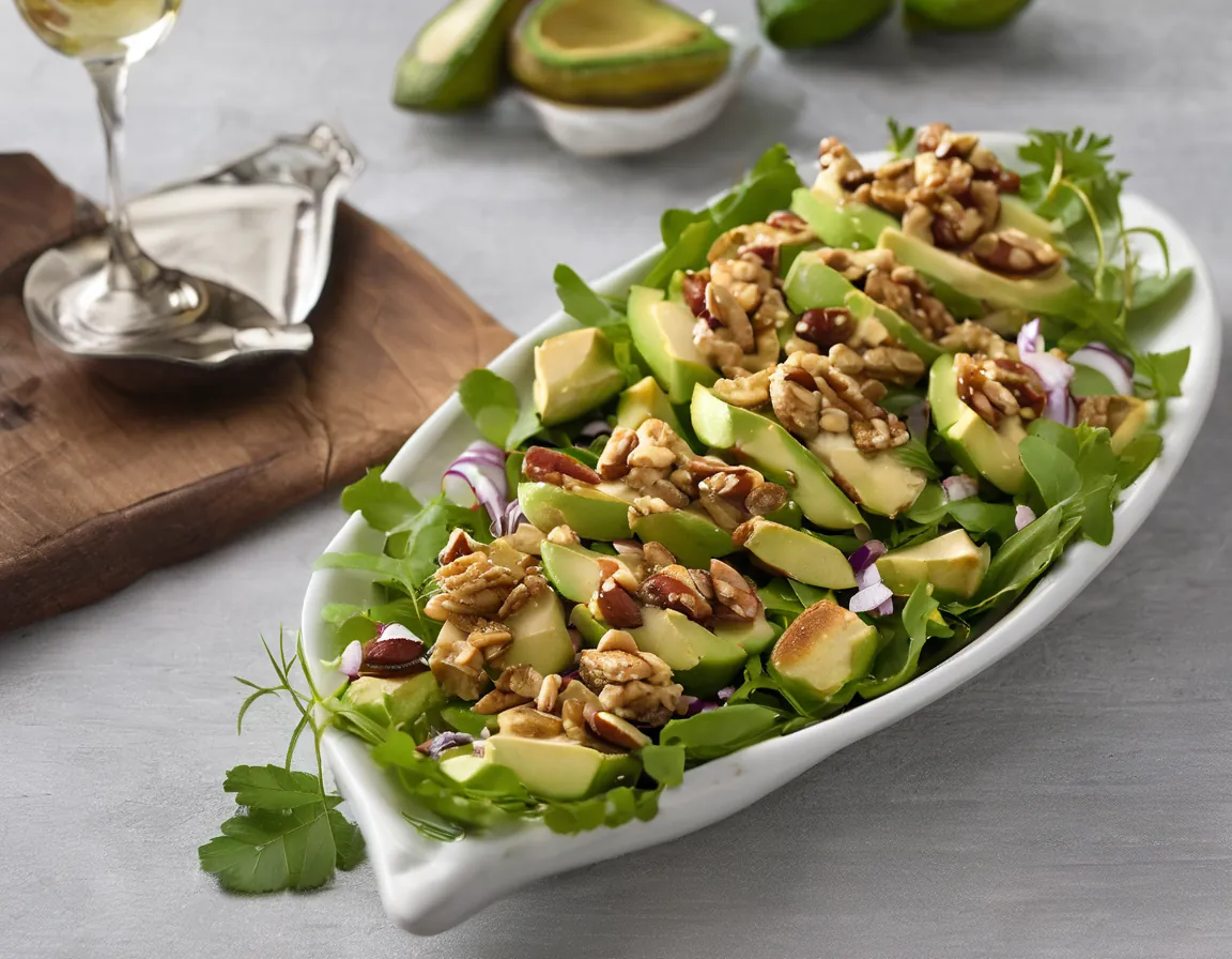 Ensalada de Nueces y Aguacate con Pollo a la Parrilla Adaptado para Resistencia a la Insulina