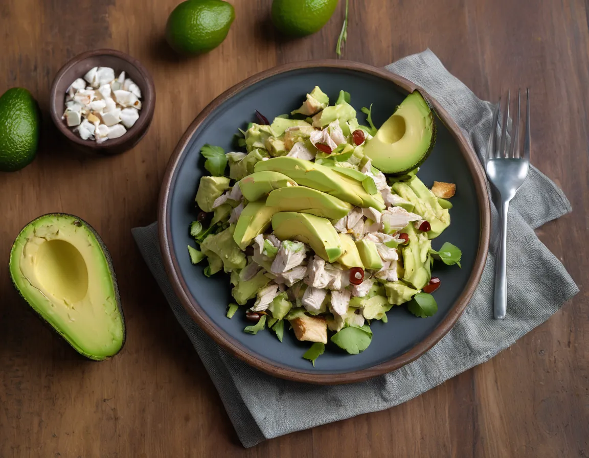 Ensalada de Pollo con Aguacate Baja en Fructosa Adaptado para Intolerancia a la fructosa
