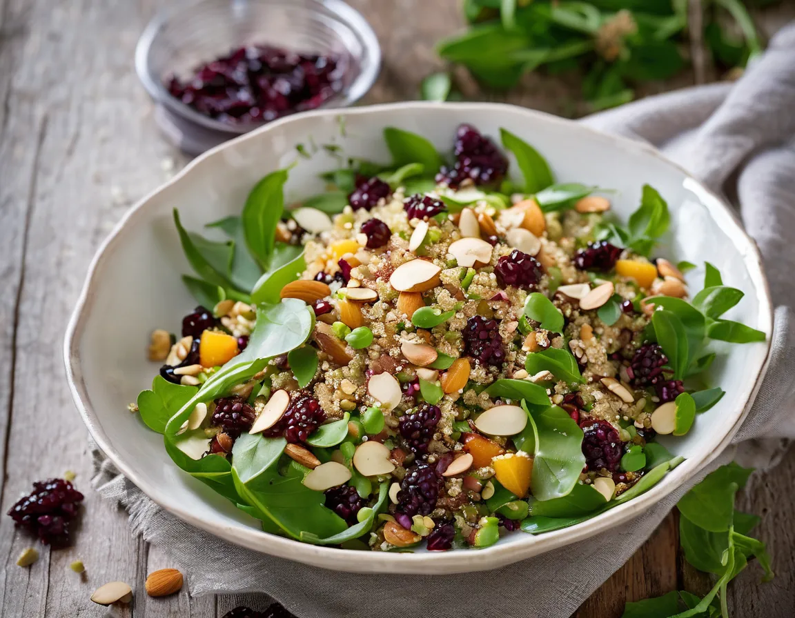 Ensalada de Quinoa con Almendras y Verduras Bajo FODMAP Adaptado para SII Síndrome de Intestino Irritable