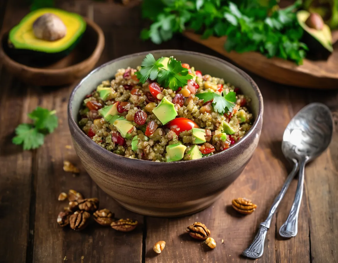 Ensalada de Quinoa con Nueces y Aguacate Adaptado para Diabetes T1
