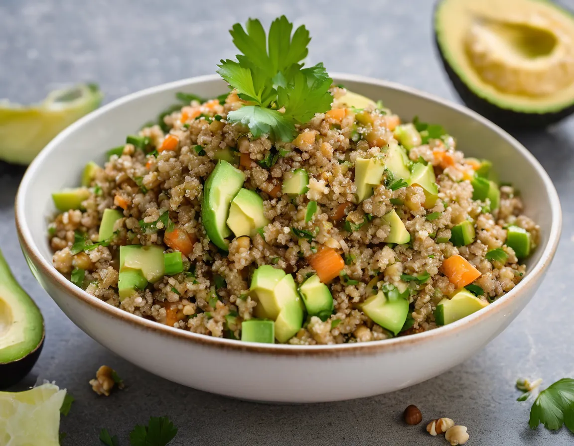 Ensalada de Quinoa con Nueces y Aguacate Adaptado para ERGE Reflujo Gastroesofágico