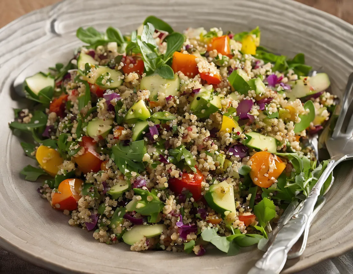 Ensalada de Quinoa con Verduras Asadas y Vinagreta de Estragón Adaptado para Hipercolesterolémia