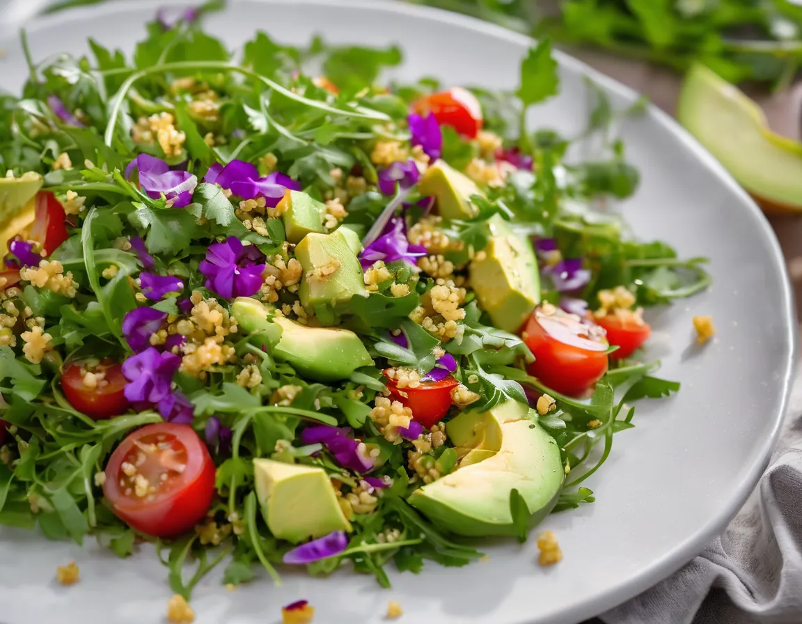 Ensalada de Rúcula con Aguacate y Quinoa al Estilo Latino