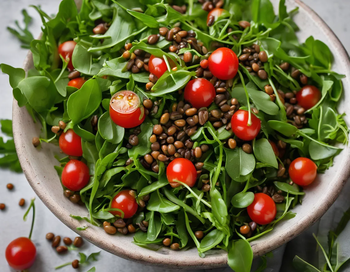 Ensalada de Rúcula con Lentejas al Estilo Latino