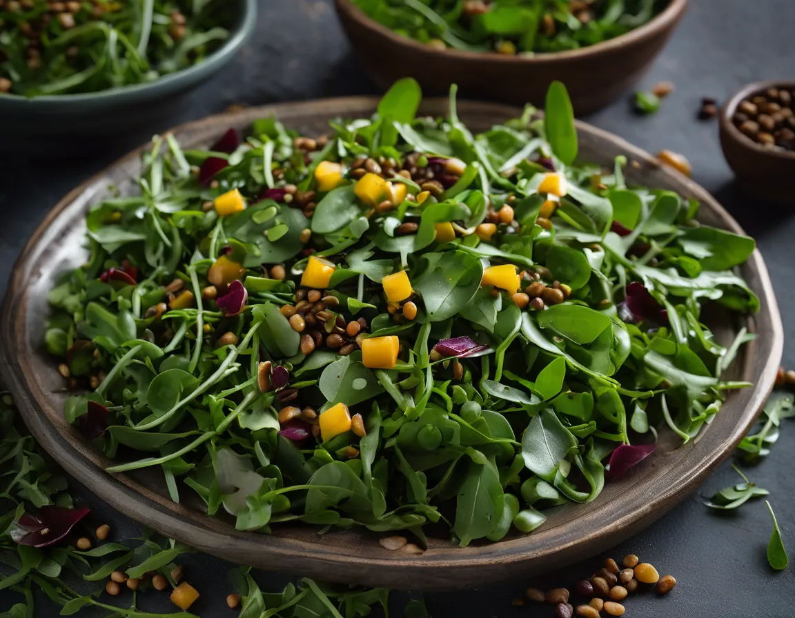 Ensalada de Rúcula con Lentejas y Aderezo de Lima