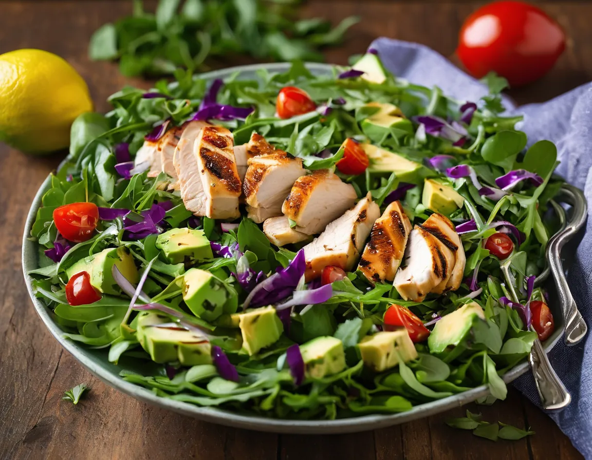 Ensalada de Rúcula con Pollo a la Parrilla y Aguacate Adaptado para Diabetes T1