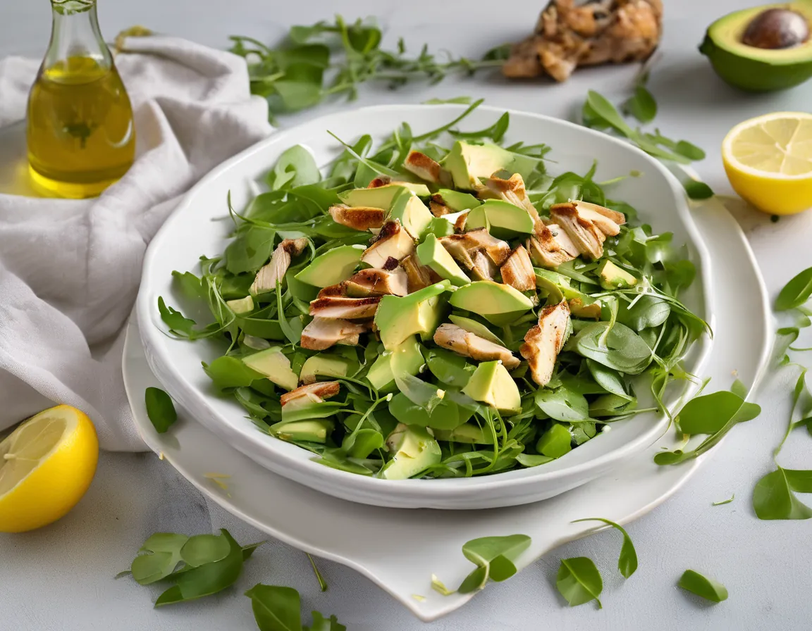 Ensalada de Rúcula con Pollo Asado y Aguacate Adaptado para EII Crohn / Colitis Ulcerosa