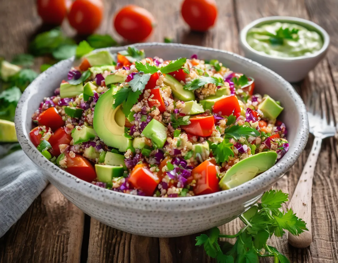 Ensalada de Tomate con Aguacate y Quinoa para el Estreñimiento Adaptado para Constipación Crónica