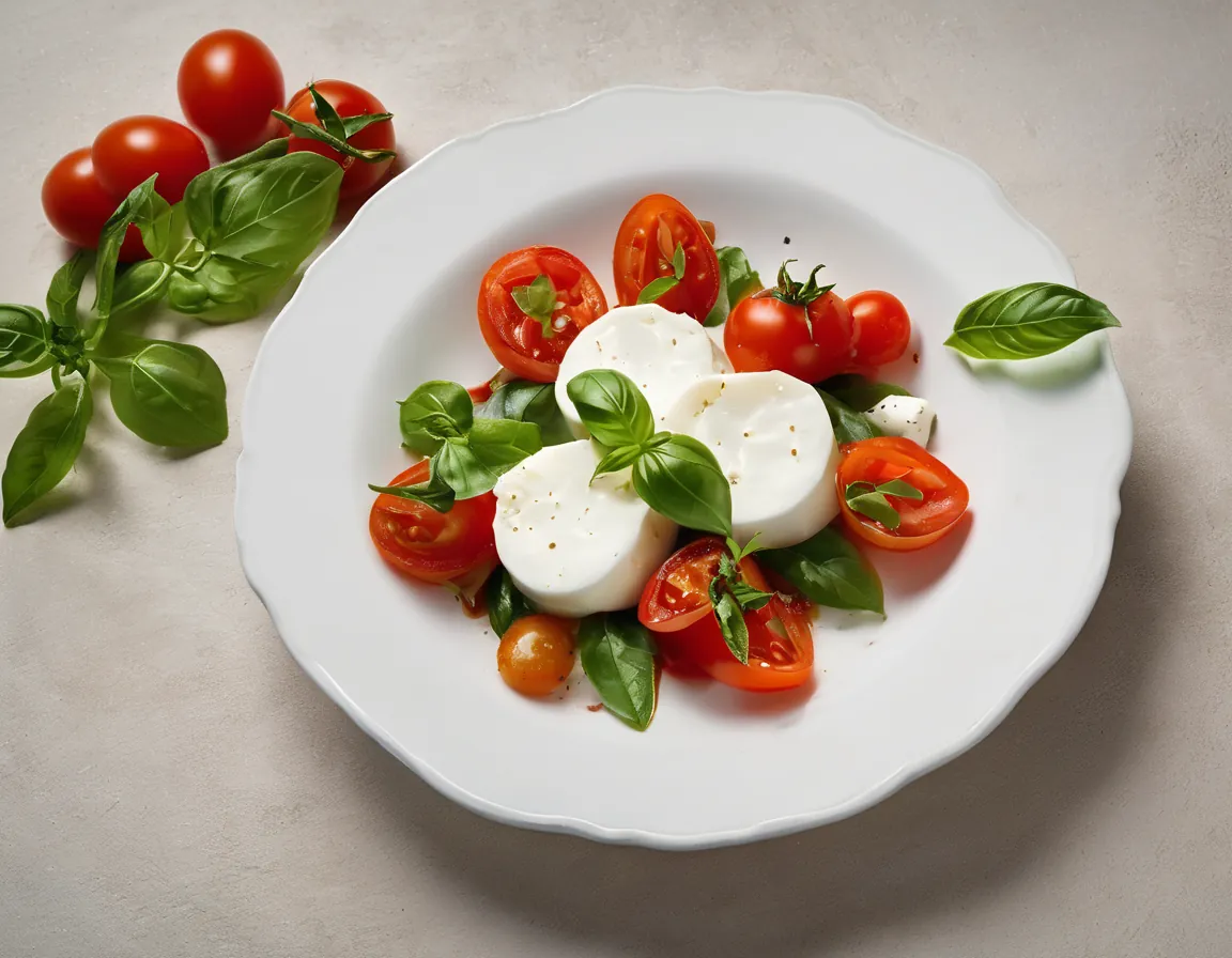 Ensalada de Tomate y Mozzarella con Albahaca Fresca Adaptado para Intolerancia a la fructosa