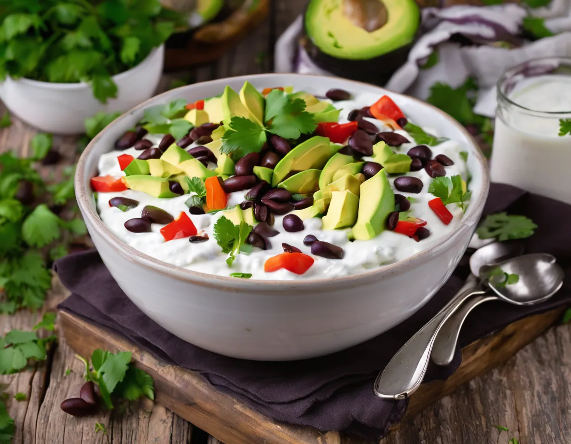 Ensalada de Yogur con Aguacate y Frijoles Negros Adaptado para Resistencia insulina
