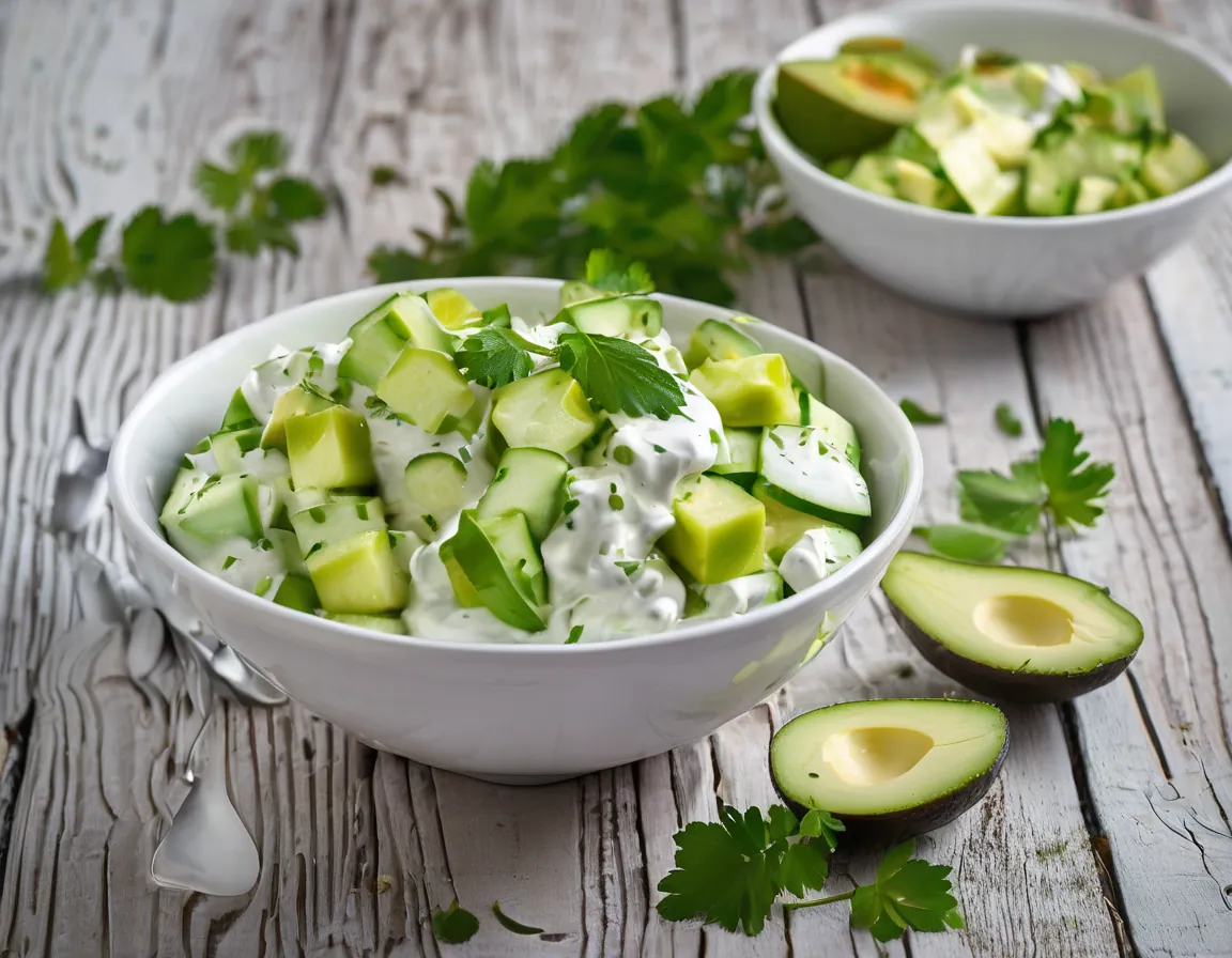Ensalada de Yogur con Aguacate y Pepino Adaptado para EII Crohn / Colitis Ulcerosa
