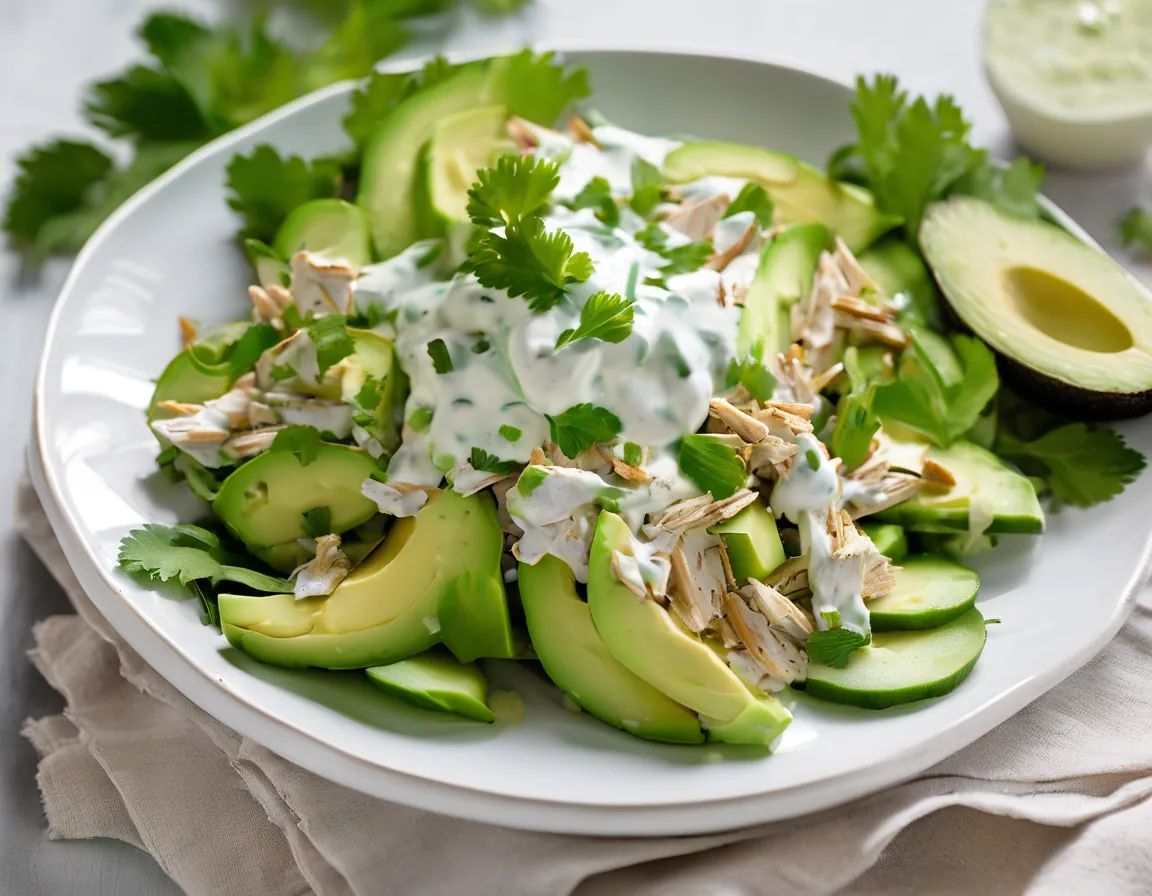 Ensalada de Yogur con Pollo y Aguacate Adaptado para SIBO Síndrome de Bacterias Intestinales Irritantes