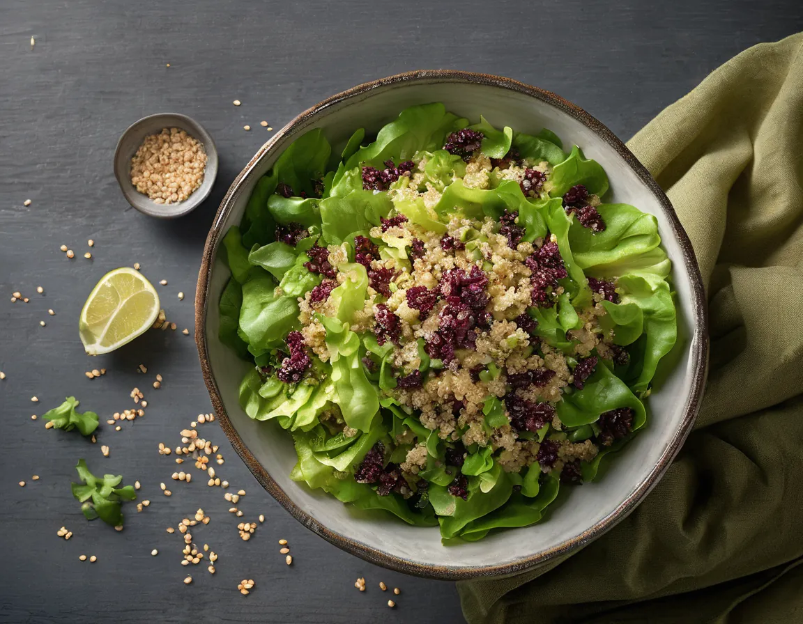 Ensalada Energética de Lechuga y Quinoa Rica en Fibra Adaptado para Constipación Crónica