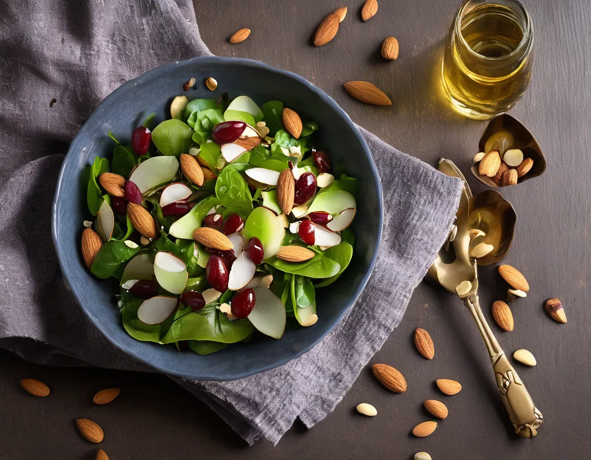 Ensalada Mediterránea con Almendras para Diabetes Tipo 1 Adaptado para Diabetes T1
