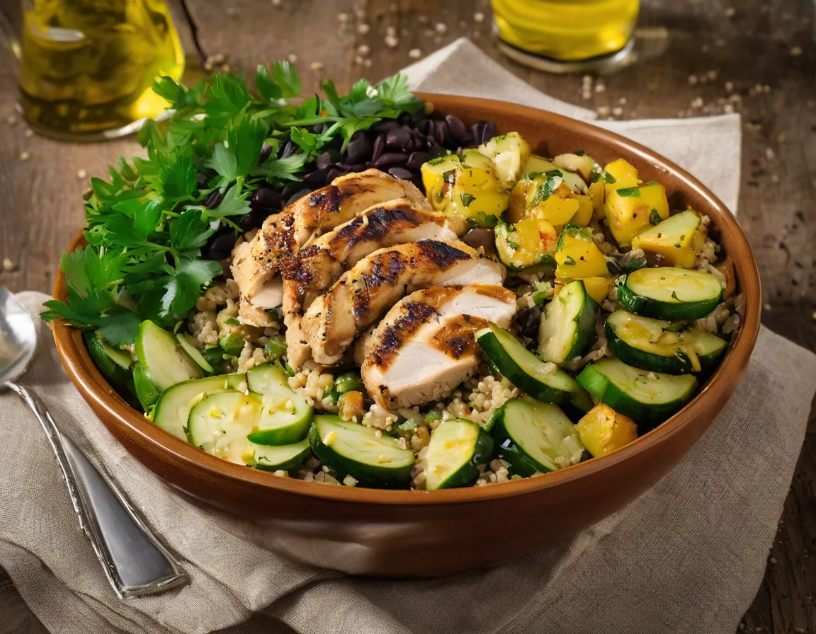 Ensalada Mediterránea de Quinoa con Pollo y Verduras