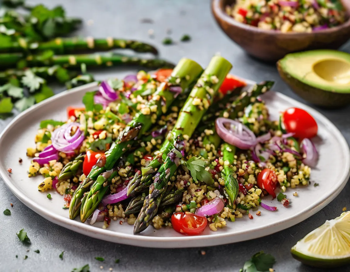 Espárragos a la Parrilla con Quinoa y Aguacate Adaptado para Diabetes T1
