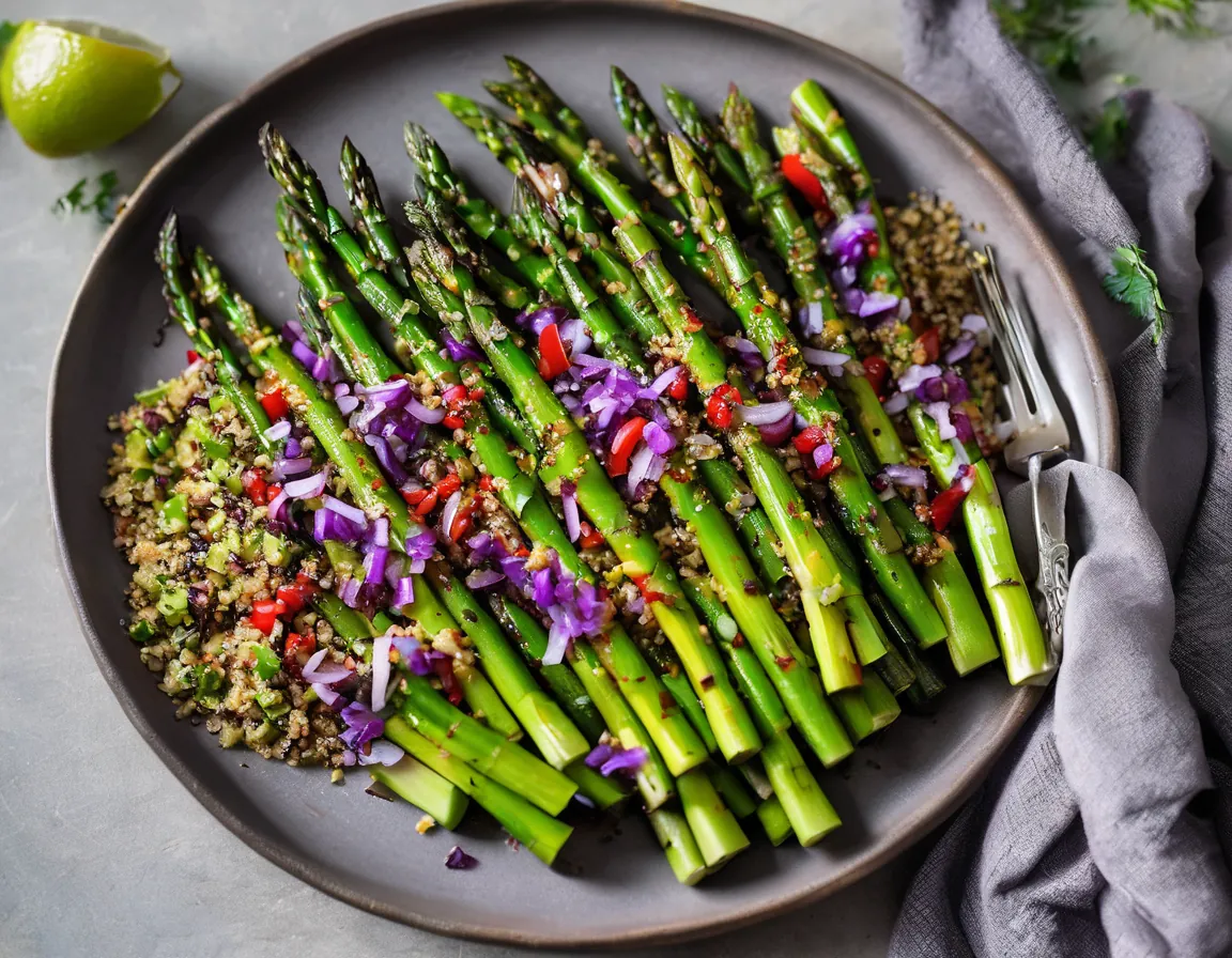 Espárragos a la Parrilla con Quinoa y Aguacate Adaptado para Constipación Crónica
