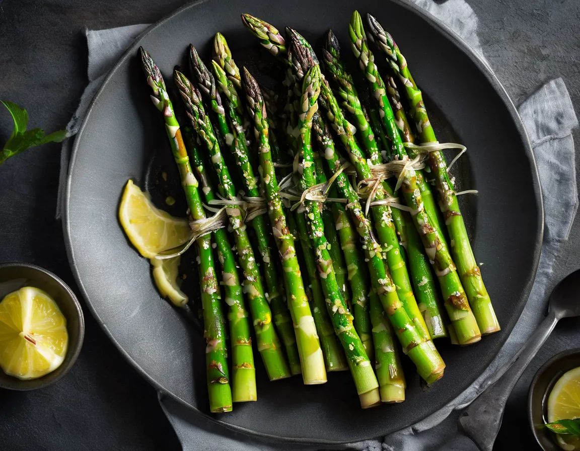 Espárragos a la Parrilla con Salsa de Limón y Albahaca