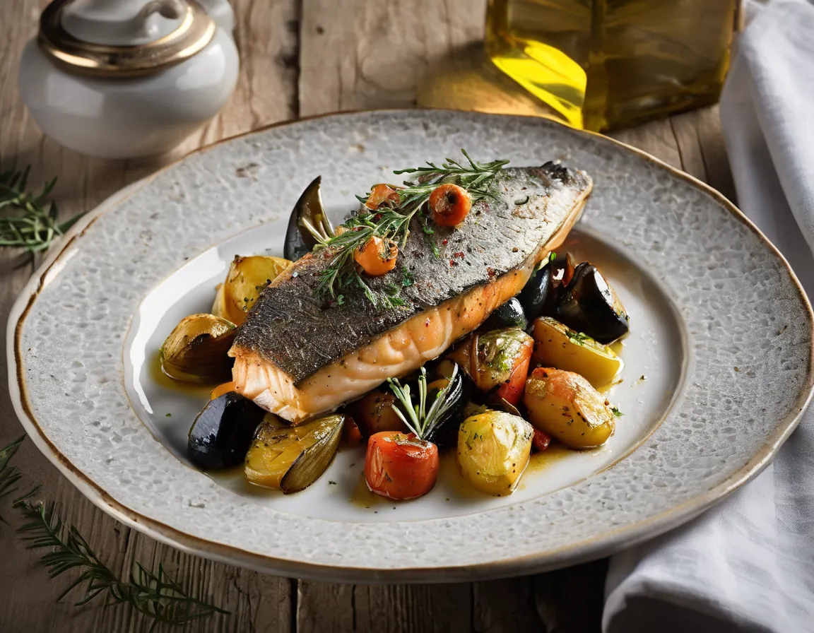 Filete de Pescado al Horno con Verduras Mediterráneas Adaptado para Resistencia a la Insulina