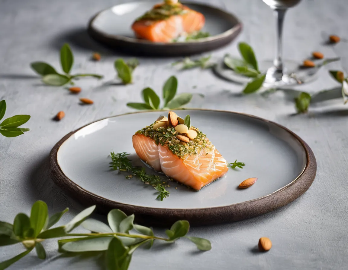 Filete de Salmón con Almendras y Hierbas Frescas Adaptado para Diabetes T1