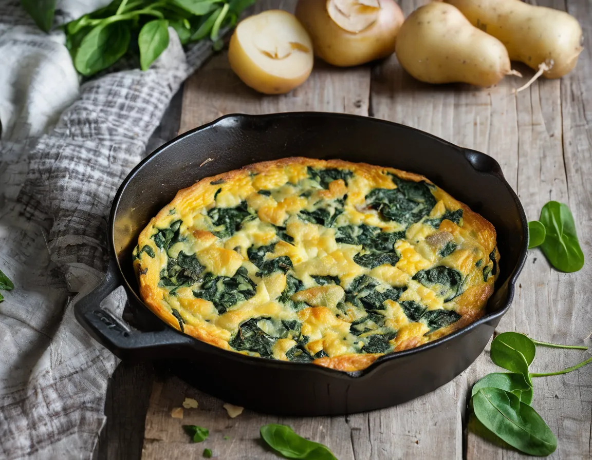 Frittata de Espinacas y Batatas Low-FODMAP Adaptado para SII Síndrome de Intestino Irritable