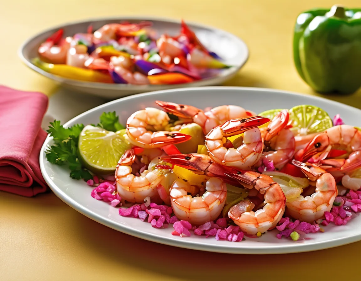 Gambas al Ajillo con Pimientos Asados