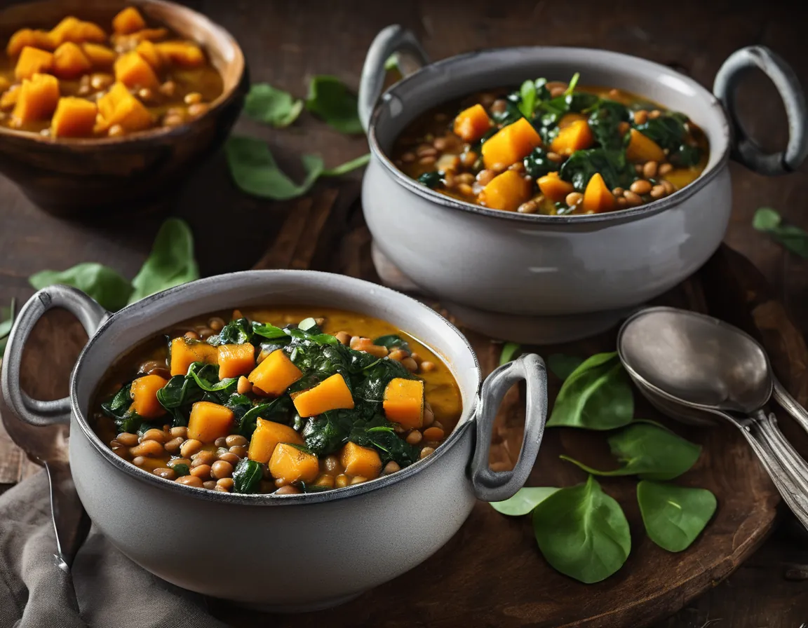Guiso de Lentejas con Calabaza y Espinacas (Estilo Brasileño) Adaptado para Hipertensión