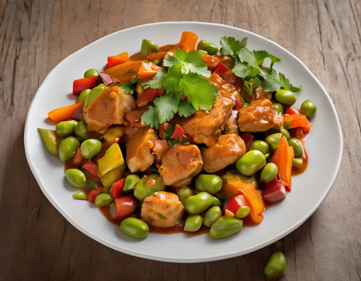 Habas Guisadas con Verduras y Pollo Adaptado para Diabetes T1