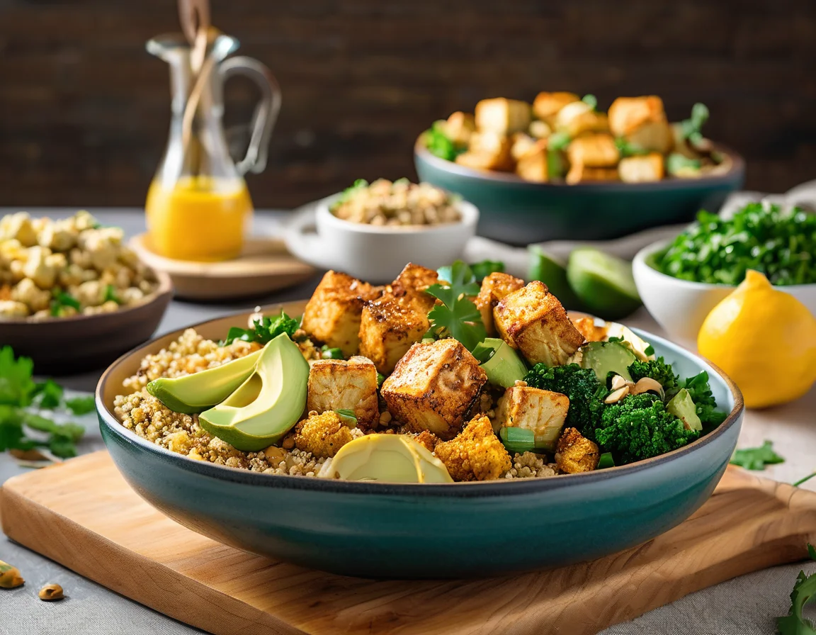 Tofu a la Plancha con Coliflor al Horno Mediterránea