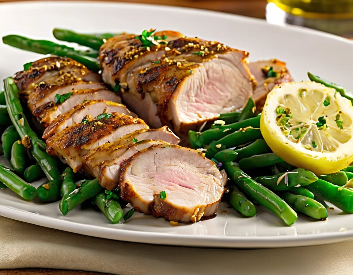 Lomo de Cerdo a la Española con Judías Verdes y Almendras