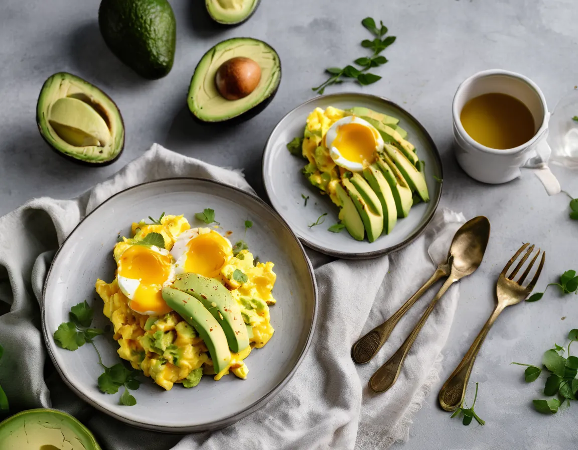 Huevos Revueltos Suaves con Aguacate y Cúrcuma