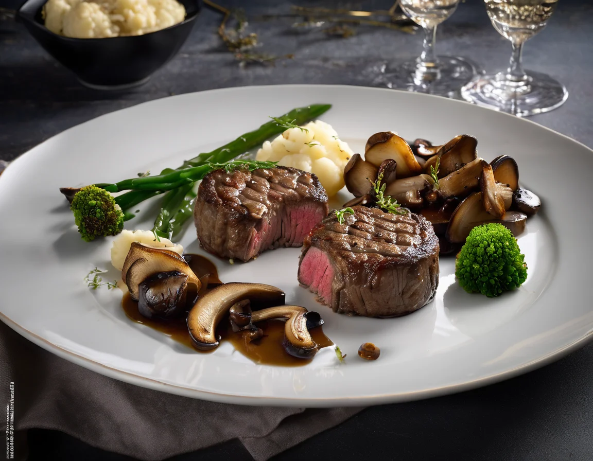 Tournedos de Ternera con Setas del Bosque en Costra de Fibra