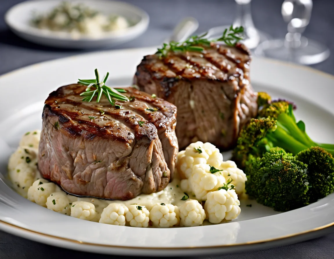 Tournedos de Ternera Ligera con Floretes de Coliflor a la Crema de Hierbas